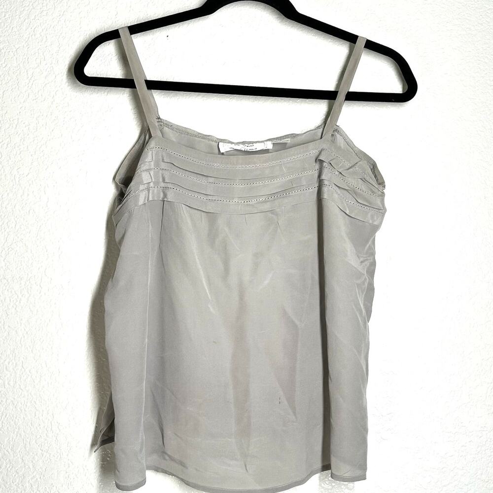 Silk Studio 8/ M 100% Pure Grey Cami Tank Top Shell Sleeveless Pleated Luxury